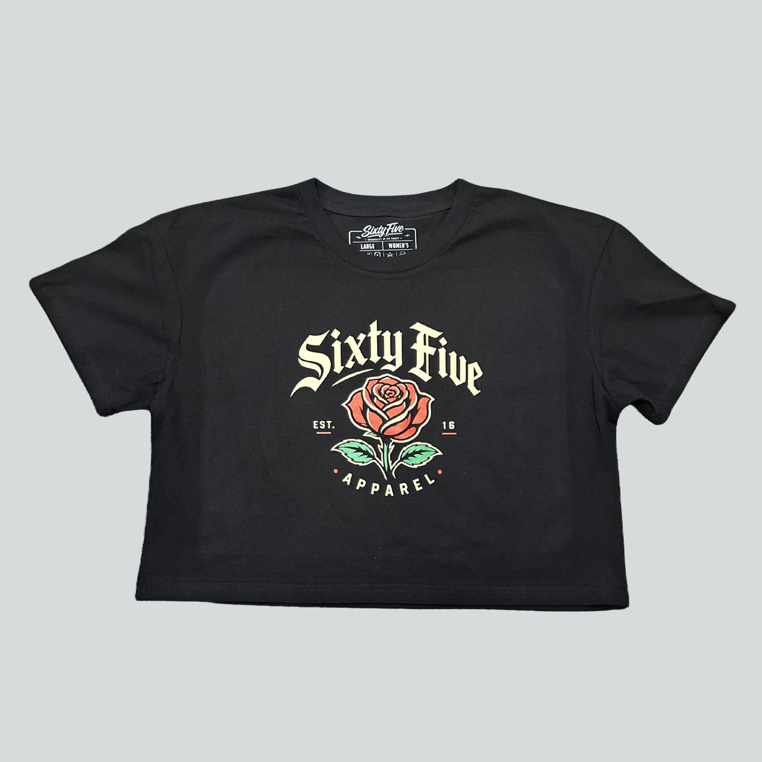 Inked Rose Womens Relaxed Crop Tee